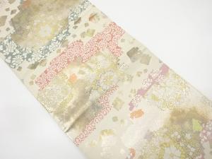 霞に華紋織り出し袋帯